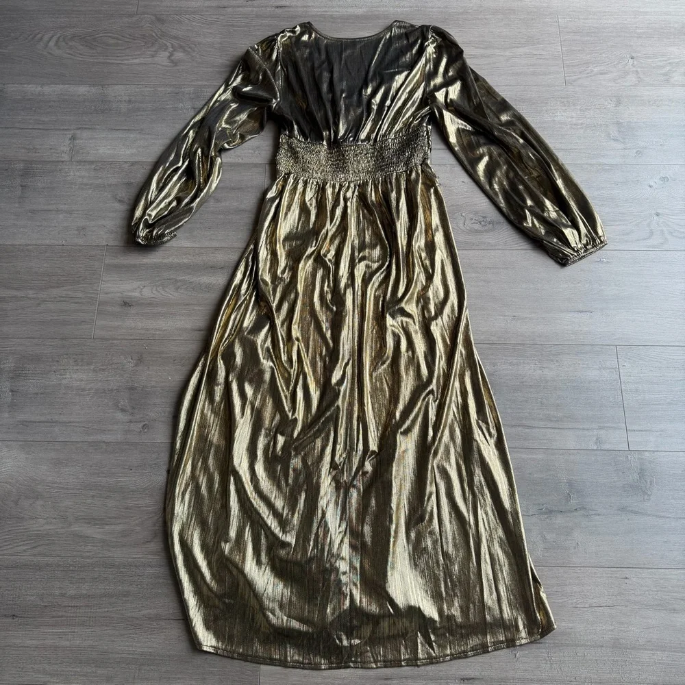 SHEIN - Elegant Gold Long Sleeve Dress - size medium - EUC - Picture 5 of 5